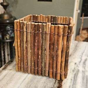 Rustic Wooden Stick Basket Tissue Box
